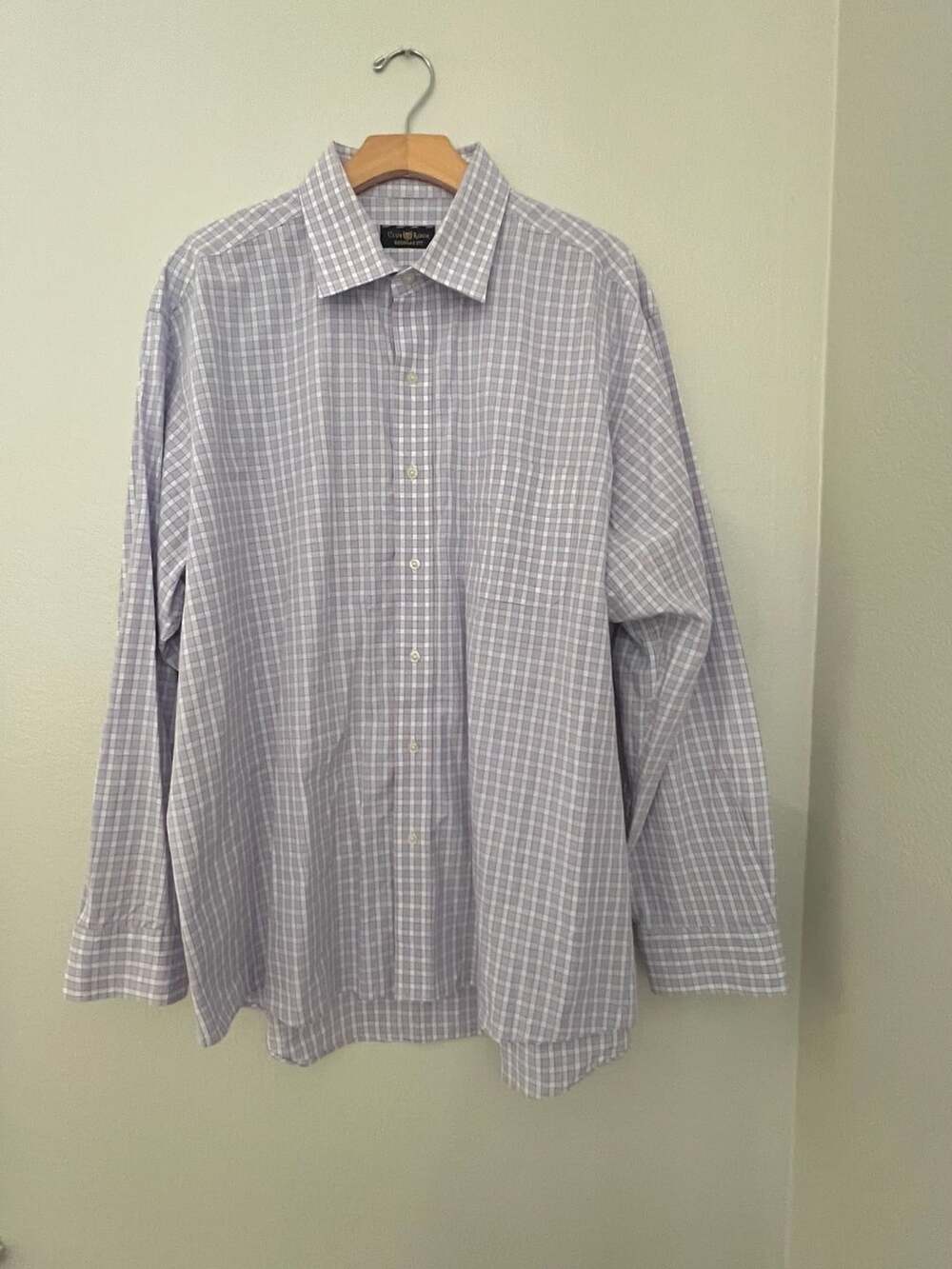 Club Room Men's Purple Plaid Regular Fit Long Sleeve Button Up Dress Shirt New w